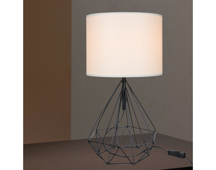 Настолна лампа Gloucester E27 метал текстил черен / бял []