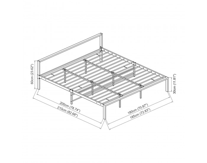 Иматра метално легло 180х200 см с черен дунапренов матрак