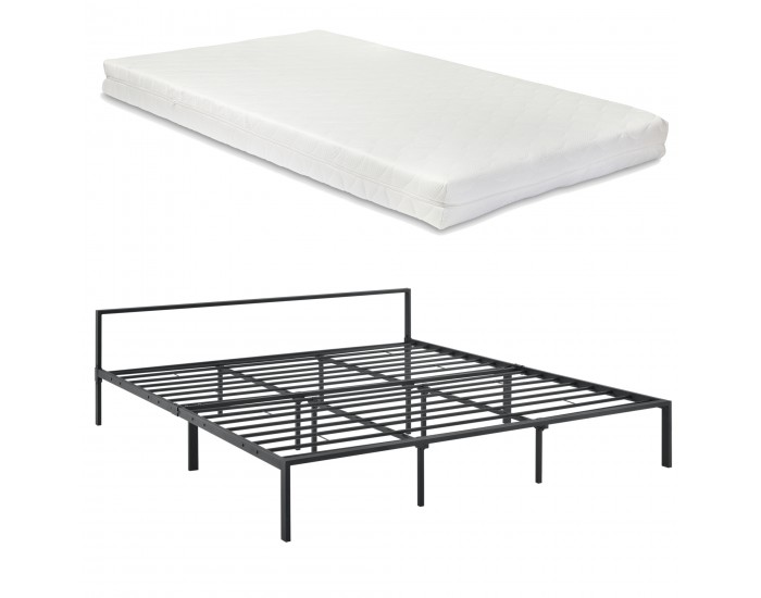 Иматра метално легло 180х200 см с черен дунапренов матрак