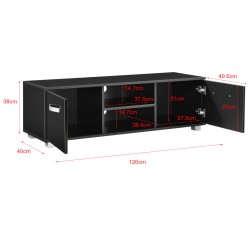 ТВ маса Laugar 120x40x38 см с врати за шкафове и отделения за съхранение черна - Дневна
