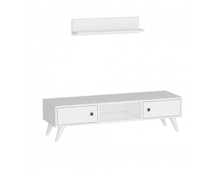 Поставка за телевизор със стенен рафт Egebjerg White []