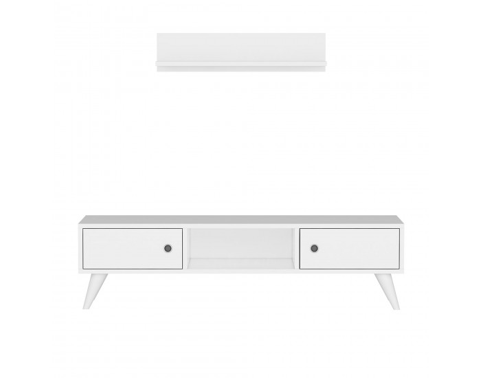 Поставка за телевизор със стенен рафт Egebjerg White []