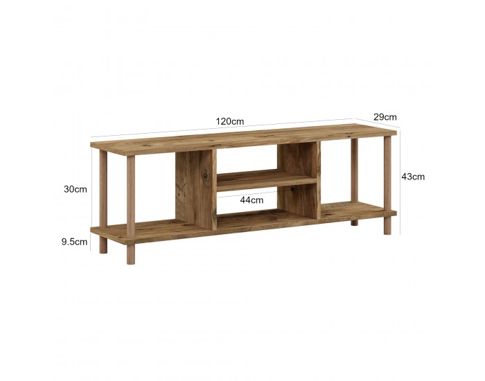 Стойка за телевизор Ærøskøbing с 2 отделения за съхранение 43 x 120 x 29 см вид на дърво []