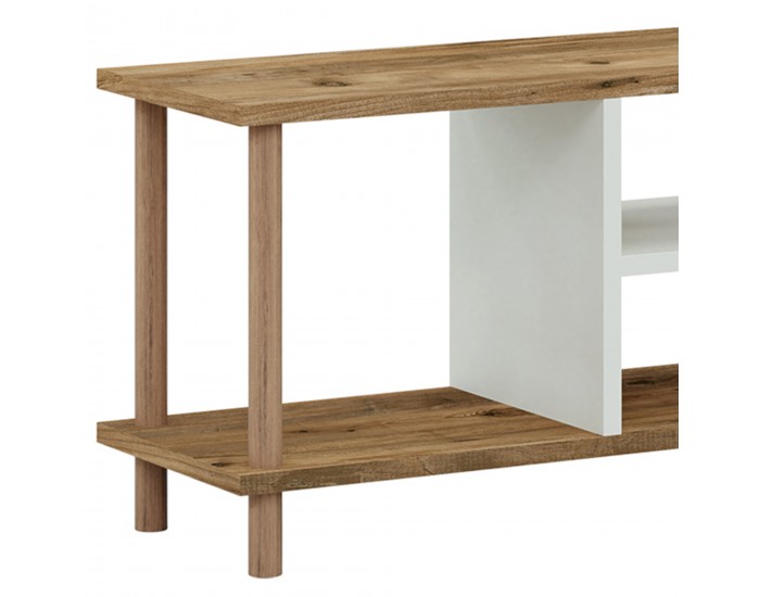 Стойка за телевизор Ærøskøbing с 2 отделения за съхранение 43 x 120 x 29 см вид на дърво/бяло []