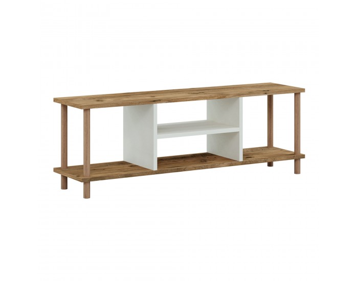 Стойка за телевизор Ærøskøbing с 2 отделения за съхранение 43 x 120 x 29 см вид на дърво/бяло []