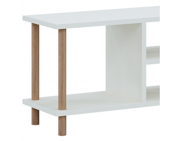 Стойка за телевизор Ærøskøbing с 2 отделения за съхранение 43 x 120 x 29 cm бяла []