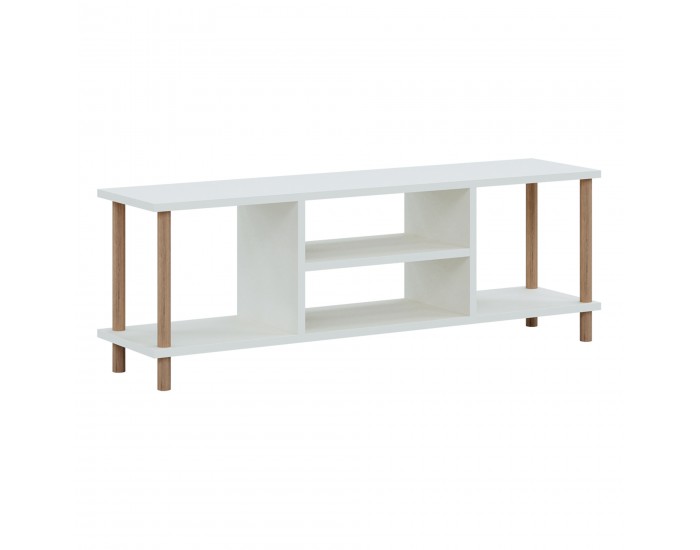 Стойка за телевизор Ærøskøbing с 2 отделения за съхранение 43 x 120 x 29 cm бяла []