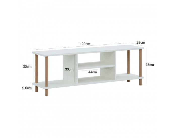 Стойка за телевизор Ærøskøbing с 2 отделения за съхранение 43 x 120 x 29 cm бяла []