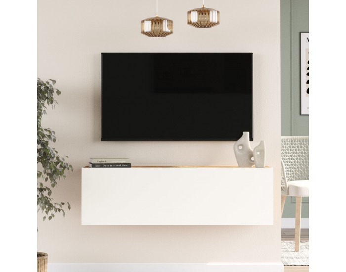 ТВ маса Lapinlahti 100 x 31,5 x 29,5 cm рустик дъб/бял []