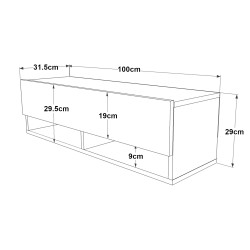 ТВ маса Laitila 100x31.5x29.5cm рустик дъб/бяло [] - Дневна