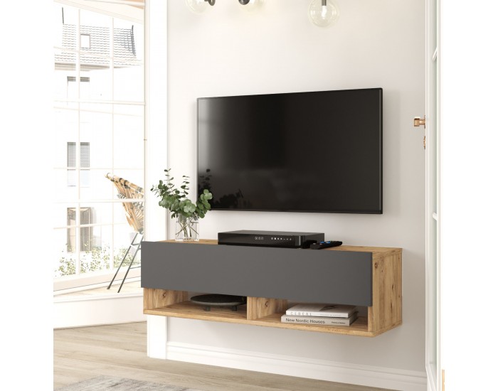 ТВ маса Laitila 100x31.5x29.5cm рустик дъб/антрацит []