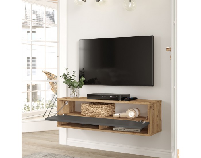 ТВ маса Laitila 100x31.5x29.5cm рустик дъб/антрацит []