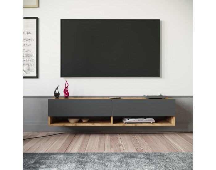 ТВ маса Laitila 140x31.5x29.5cm рустик дъб/антрацит []