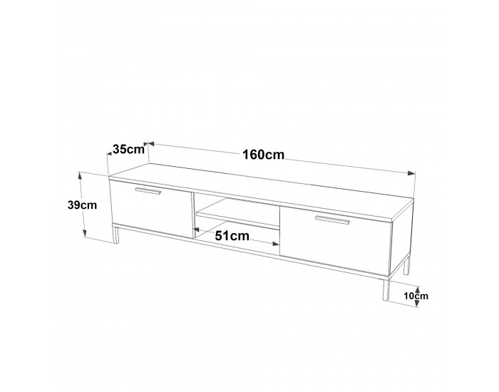 Стойка за телевизор Lempäälä с 2 отделения за съхранение 160 x 35 x 39 cm рустик дъб/антрацит []