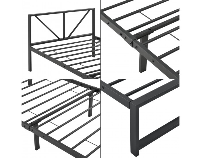 Метално легло Меран 90 х 200 см стоманено черно []