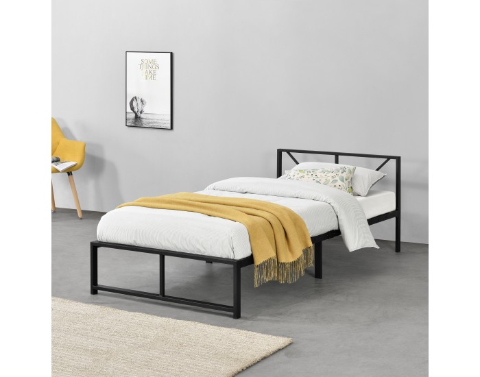 Метално легло Меран 90 х 200 см стоманено черно []