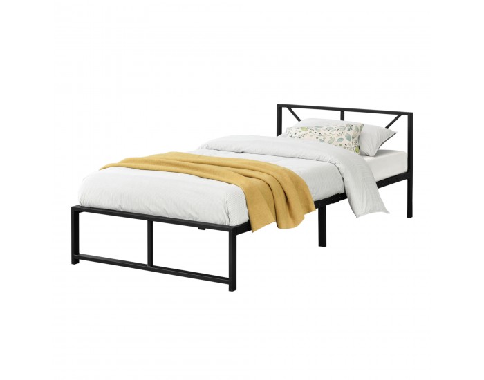 Метално легло Меран 90 х 200 см стоманено черно []