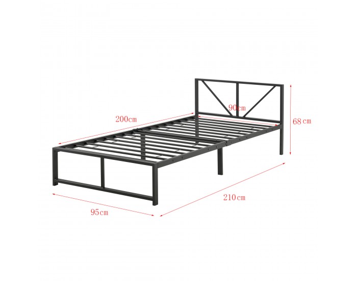 Метално легло Меран 90 х 200 см стоманено черно []