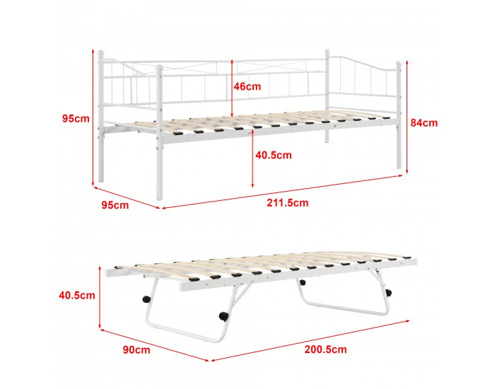Метална кушетка Skutskär 90x200см бяла