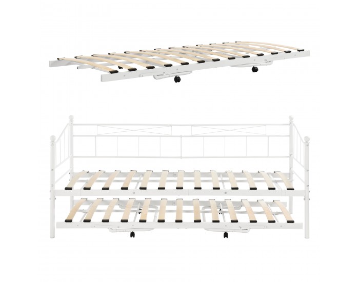 Метална кушетка Skutskär 90x200см бяла