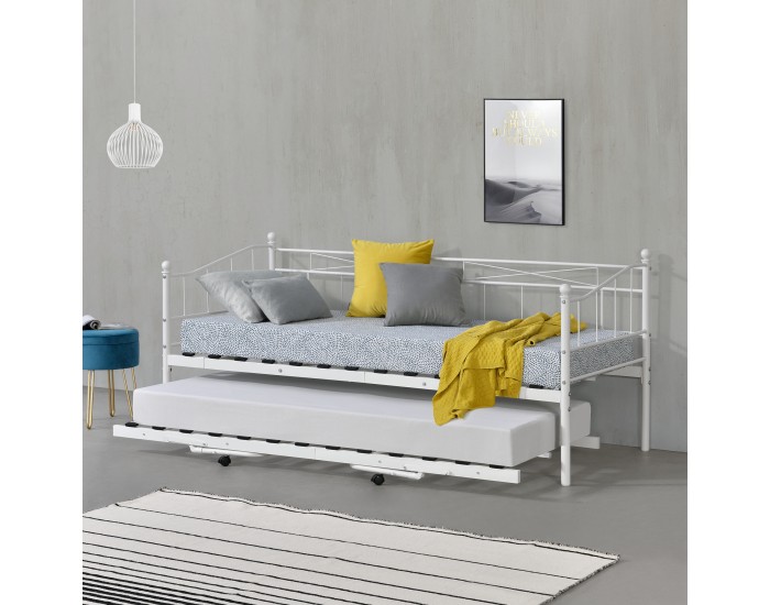 Метална кушетка Skutskär 90x200см бяла