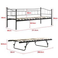 Метално легло Skutskär 90x200см черно - Легла