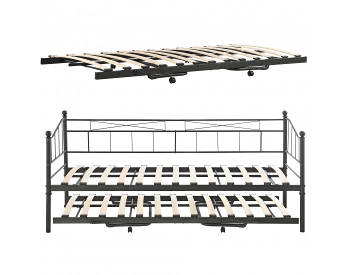 Метално легло Skutskär 90x200см черно