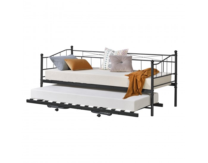 Метално легло Skutskär 90x200см черно