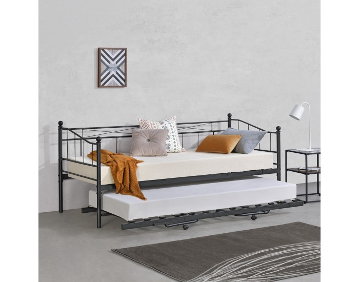 Метално легло Skutskär 90x200см черно
