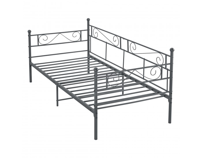 Метално легло Керава 90х200 см тъмно сиво