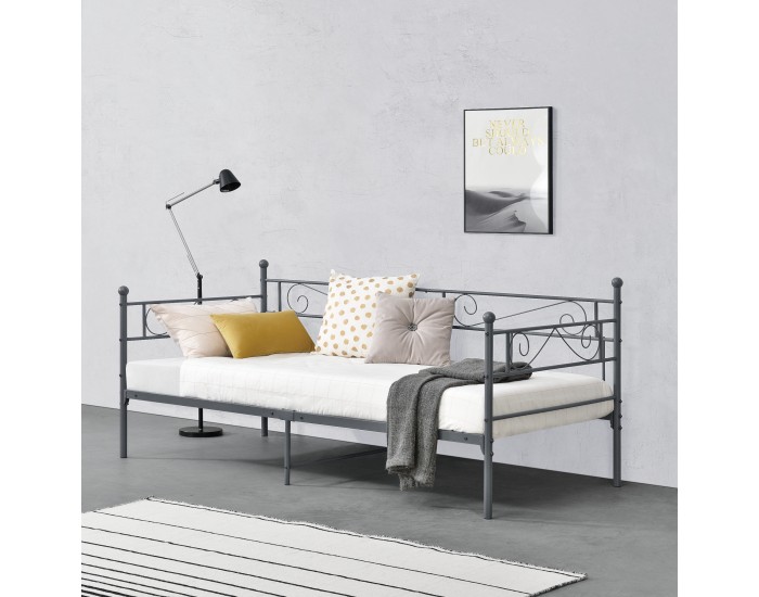 Метално легло Керава 90х200 см тъмно сиво