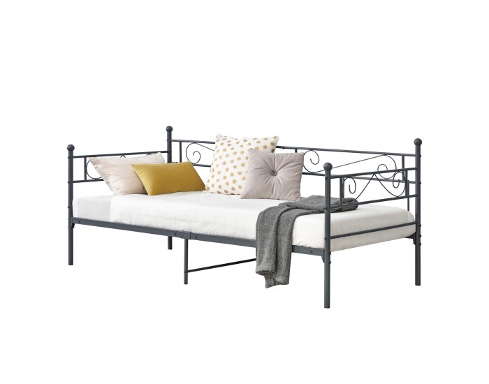 Метално легло Керава 90х200 см тъмно сиво