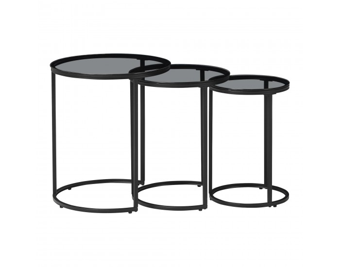 Маса за гнездене Kyyjärvi в комплект от 3 черни/прозрачни [] *80989389*