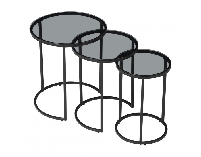 Маса за гнездене Kyyjärvi в комплект от 3 черни/прозрачни [] *80989389*