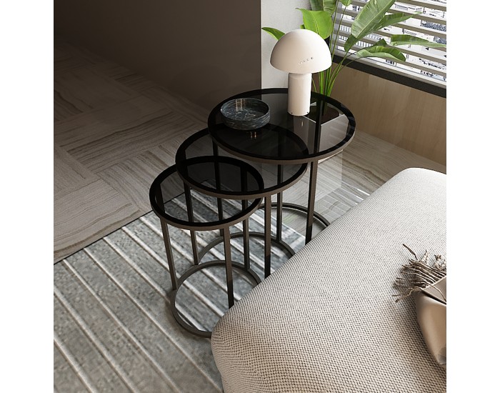 Маса за гнездене Kyyjärvi в комплект от 3 черни/прозрачни [] *80989389*