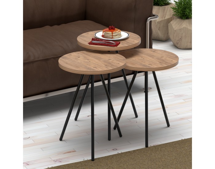 Маса за гнездене Ølgod комплект от 3 цвята дърво []