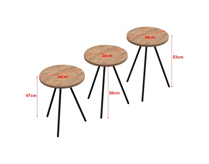 Маса за гнездене Ølgod комплект от 3 цвята дърво []