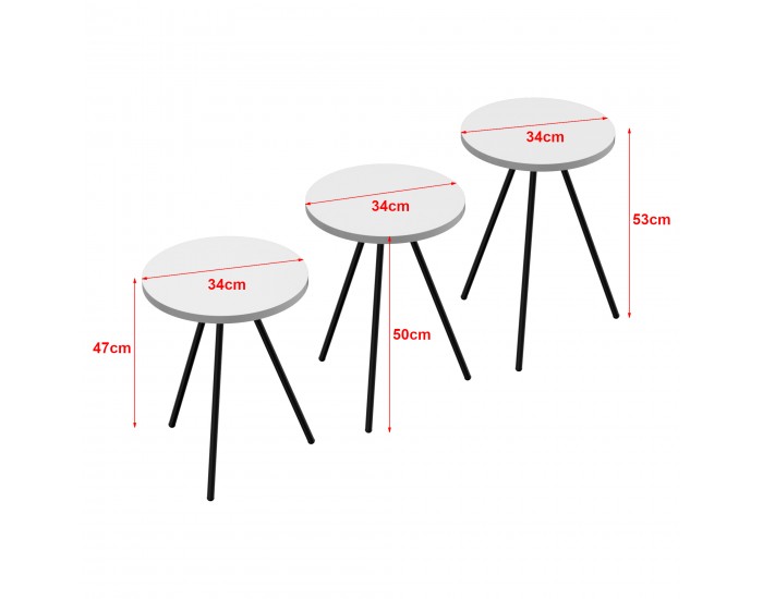 Маса за гнездене Ølgod комплект от 3 бели []