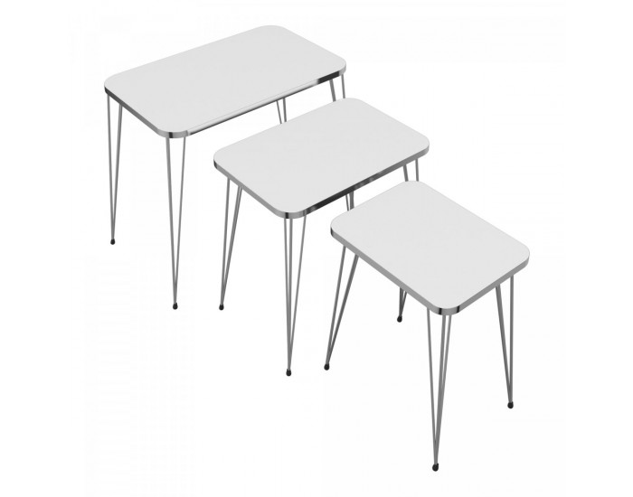 Комплект маса за гнездене Samsø от 3 бели []