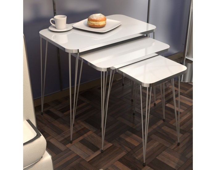 Комплект маса за гнездене Samsø от 3 бели []