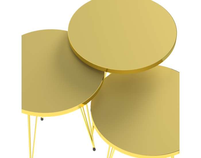 Маса за гнездене Skibby в комплект от 3 златни []