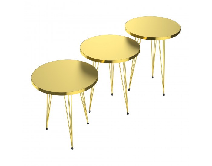 Маса за гнездене Skibby в комплект от 3 златни []