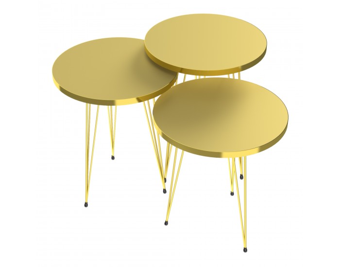 Маса за гнездене Skibby в комплект от 3 златни []