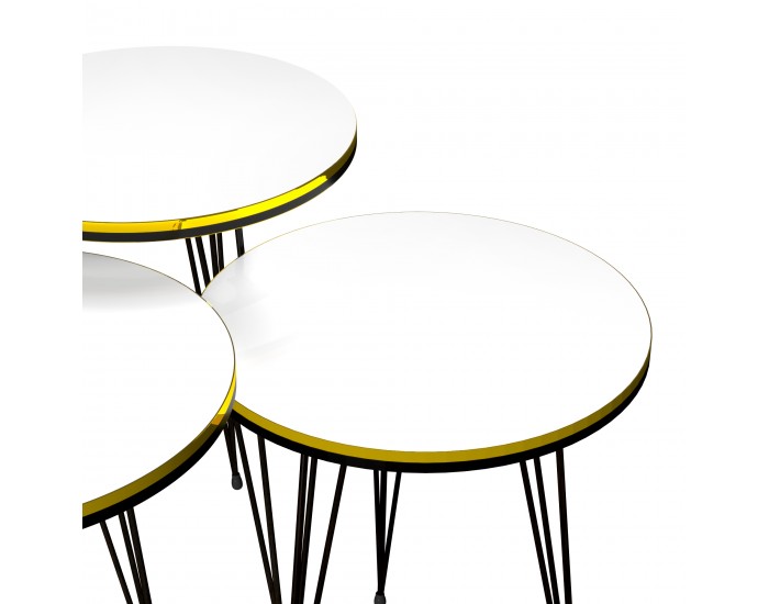 Маса за гнездене Ry комплект от 3 бели / черни []