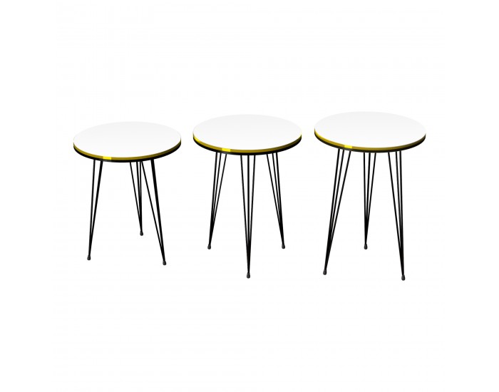 Маса за гнездене Ry комплект от 3 бели / черни []