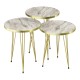 Комплект маси за гнездене Ry от 3 бели мраморни визия / златни []