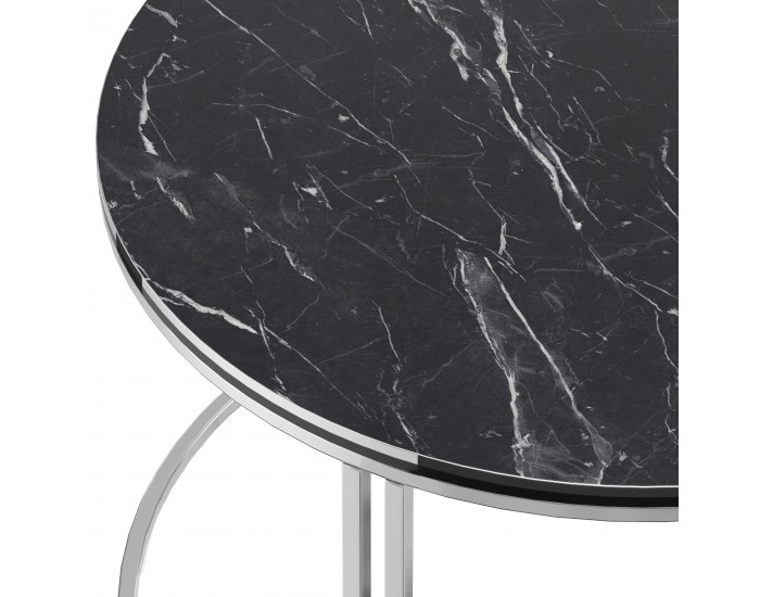 Маса за кафе Aulum 50 x 70 см мрамор, черен / сребрист []