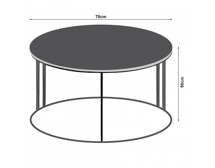 Маса за кафе Aulum 50 x 70 см мрамор, бяло / злато []