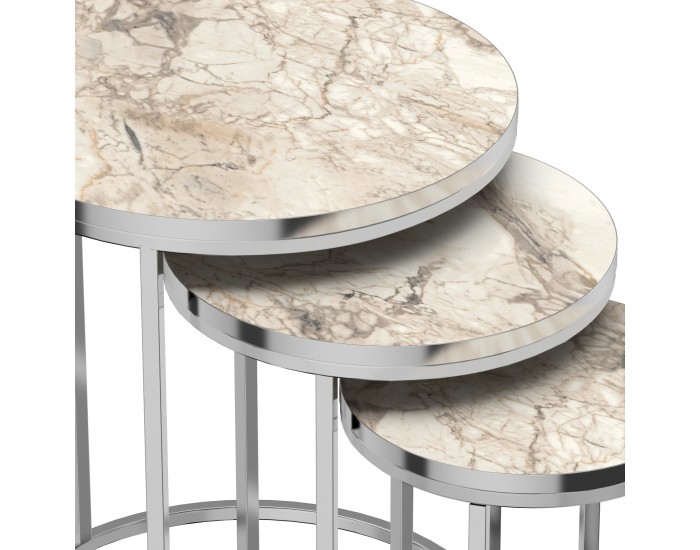 Маса за гнездене Bornholm в комплект от 3 мраморни, бели []