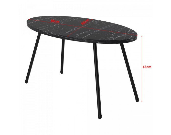 Маса за кафе Skærbæk 43 x 90 x 50 см мрамор, черен []